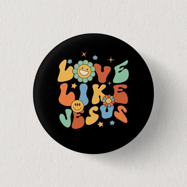 Love Like Jesus Religious God Christian Words On B 1 Inch Round Button (Front)