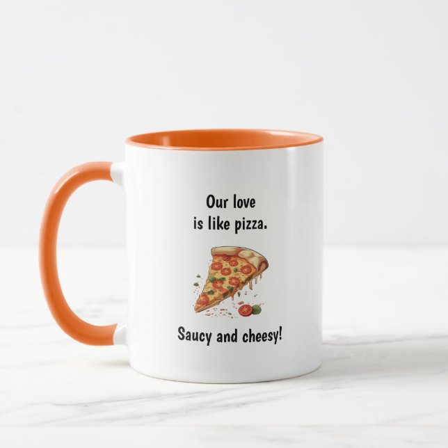Love Like Pizza Funny Food Pun Saying Mug (Left)