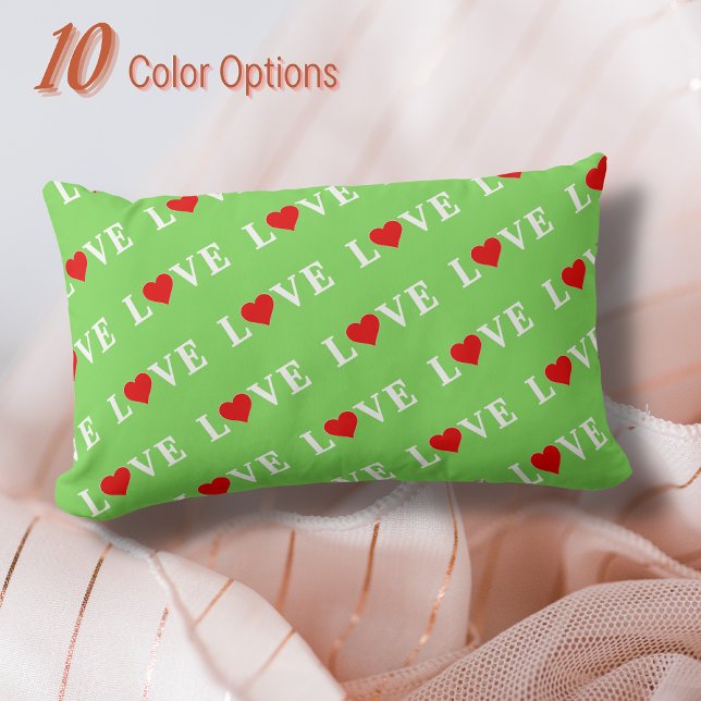 LOVE Lime Green Modern Chic Elegant Minimalist Fun Lumbar Pillow (Creator Uploaded)