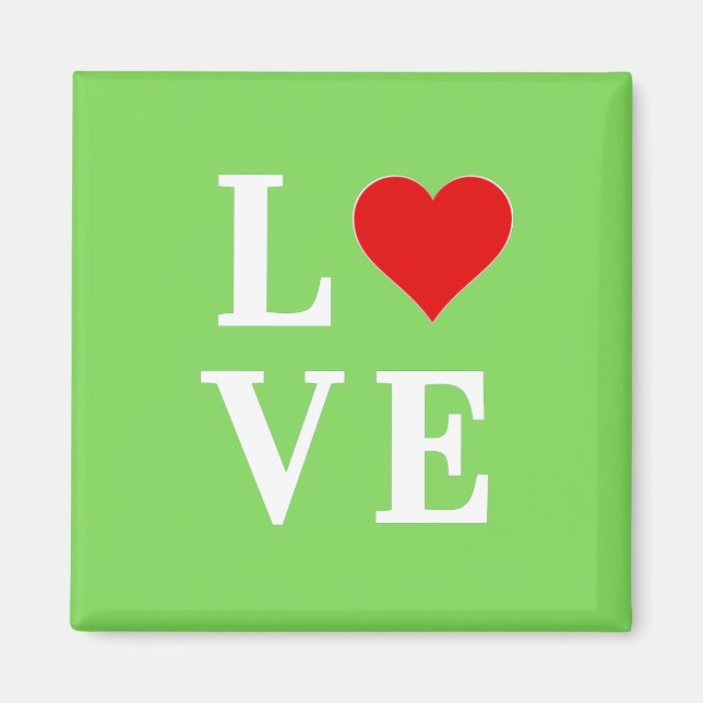 LOVE Lime Green Modern Magnet (Front)