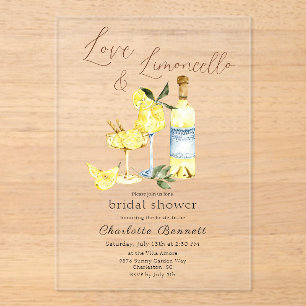 Love Limoncello Cocktail Bridal Shower Acrylic Invitations