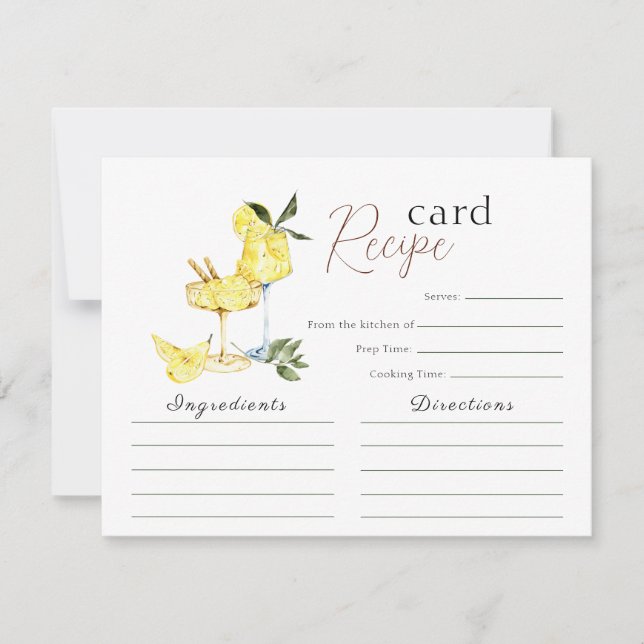 Love Limoncello Cocktail Bridal Shower Recipe Card (Front)