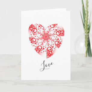 Love Line tangle red valentine heart design Card