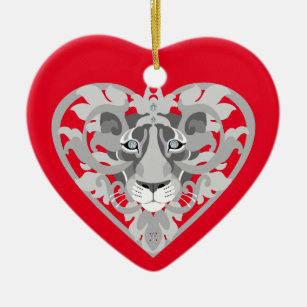 Love Lioness Locket(icy red-heart-shaped ornament