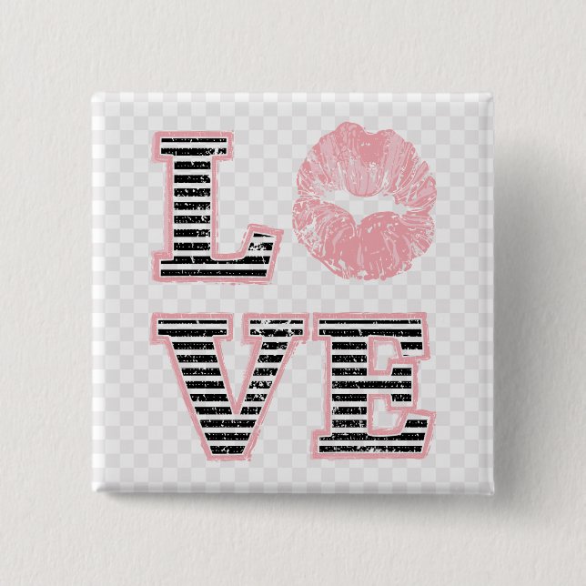 Love Lips 2 Inch Square Button (Front)