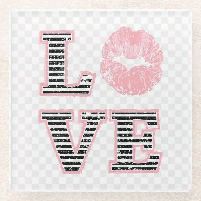 Love Lips Glass Coaster (Front)
