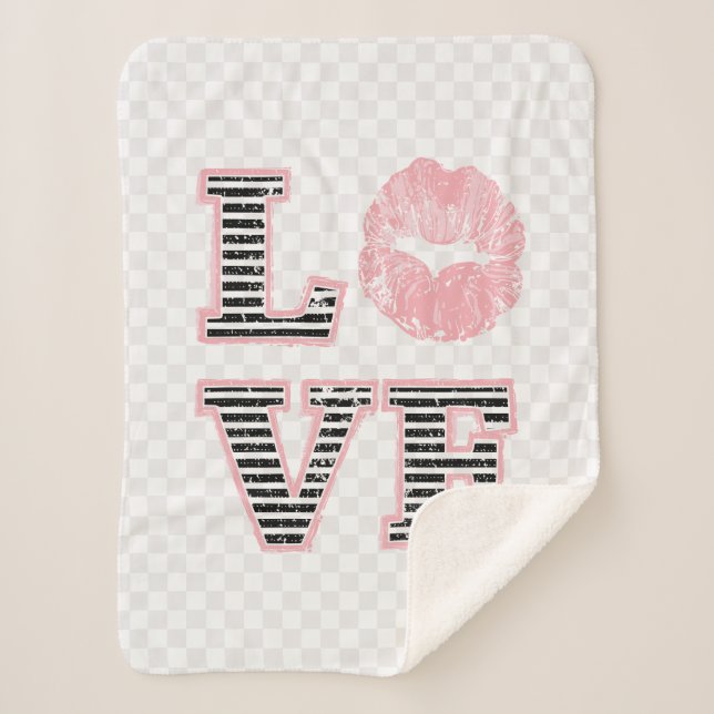 Love Lips Sherpa Blanket (Front)