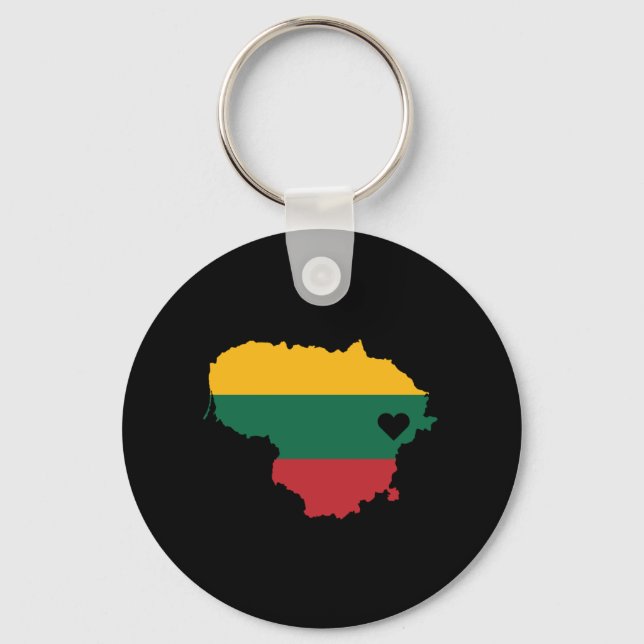 Love Lithuania Gift Lithuanian Pride Heart Keychain (Front)