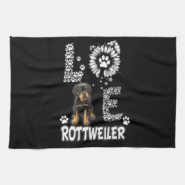 Love little Rottweiler Kitchen Towel (Horizontal)