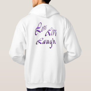 Love Live Laugh Logo, Mens White Hoodie