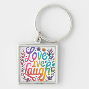 Love, Live, Laugh Premium Square Keychain