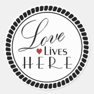 Love Lives Here Classic Round Sticker