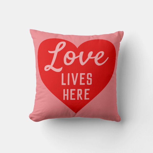 Love Lives Here Message Throw Pillow (Front)