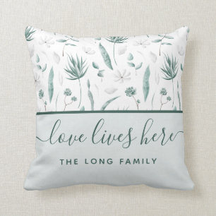 Love Lives Here Name Throw Pillow