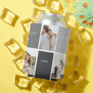 Love Lives Here   Three Photo Family Gift Can Cooler