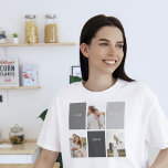Love Lives Here | Three Photo Family Gift T-Shirt<br><div class="desc">Presenting a heartwarming and personalized gift that celebrates the essence of family, featuring a beautiful grey frame adorned with a touching "Love Lives Here" quote and three cherished photos. Every time the recipient catches a glimpse of this remarkable gift, their heart will be filled with fond memories and a profound...</div>