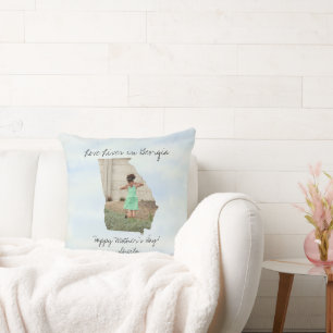 Love Lives In Georgia State Shaped Custom Photo Throw Pillow