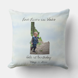 Love Lives In Idaho State Shaped Custom Photo Throw Pillow