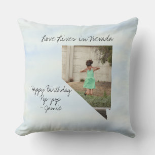 Love Lives In Nevada State Shaped Photo Throw Pillow