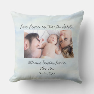 Love Lives In New Dakota State Shaped Photo Throw Pillow