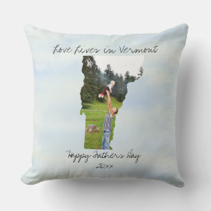 Love Lives In Vermont State Shaped Custom Photo Throw Pillow