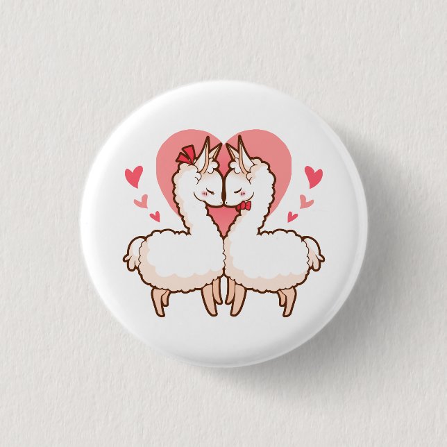 Love Llamas 1 Inch Round Button (Front)