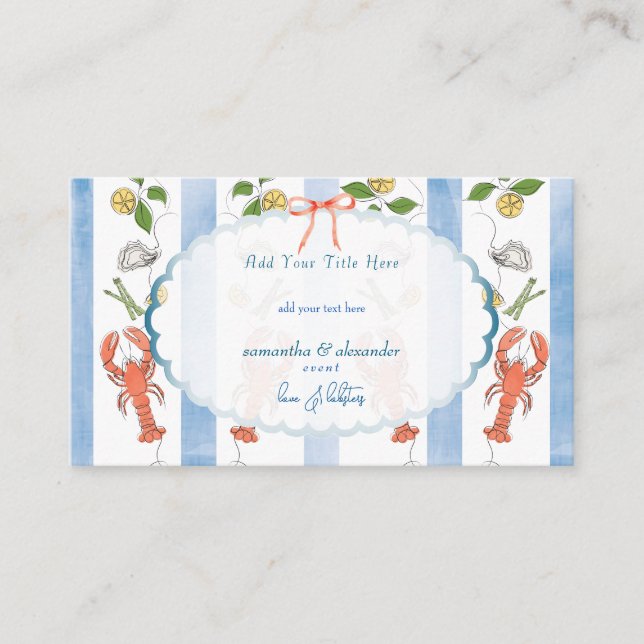 Love & Lobster Coquette Bow Wedding Bridal Shower Enclosure Card (Front)