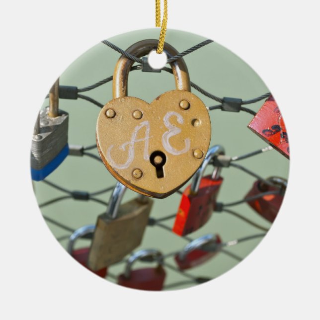 Love Lock Ceramic Ornament (Front)