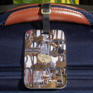 Love Locks and Eiffel Tower. Paris. France. Luggage Tag
