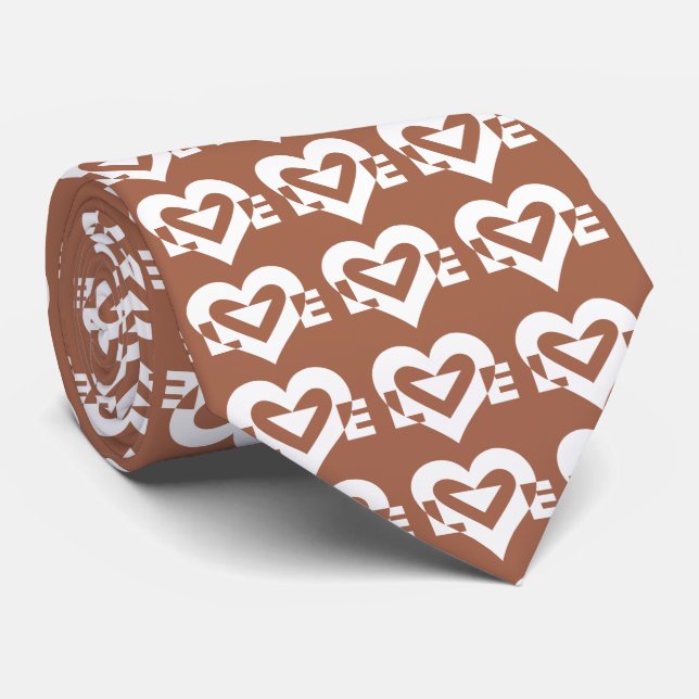 Love Logo, Brown and White Tie (Rolled)