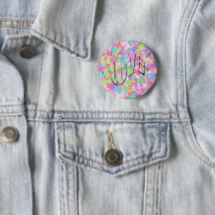 Love Logo On Pastel Butterflies, 2 Inch Round Button