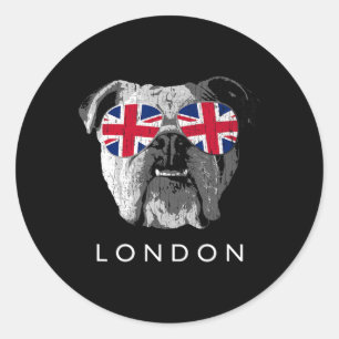 Love London English Bulldog Uk Flag Sungles Souven Classic Round Sticker