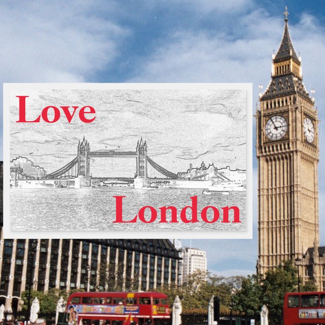Love LONDON Tower Bridge modern embossed Sticker (Front with Background)