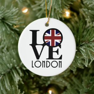 LOVE London (UK Flag) Ceramic Ornament
