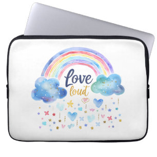 Love Loud Rainbow Cute Pastel Rainbow Art Laptop Sleeve
