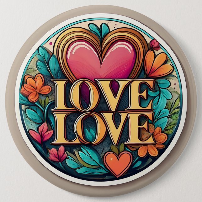 Love love 6 inch round button (Front)