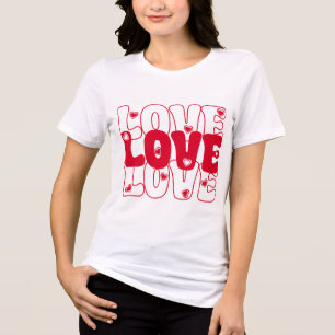 Love Love Love Groovy Typography T-Shirt Tri-Blend Shirt