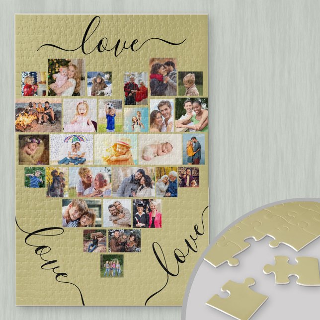 Love Love Love Heart Shaped Photo Collage Jigsaw Puzzle (Creator Uploaded)
