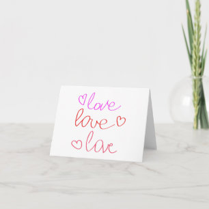 Love, Love, Love in Messy Cursive Writing BLANK  Card