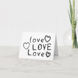 Love, Love, Love in Scratchy Writing PERSONALIZED  Card