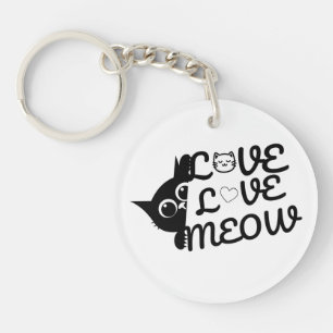 Love Love Meow Cute Cat Lover Keychain – Funny Kaw