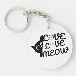 Love Love Meow Mignon Porte-Clé Amoureux de Chat –