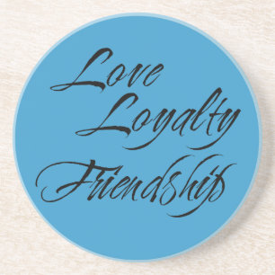 Love loyalty friendship wedding sentiment blue coaster