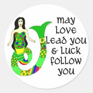 Love & Luck Irish Mermaid Classic Round Sticker