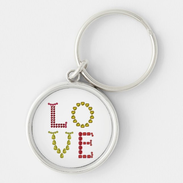 Love made with Gemstones Keychain (Front)