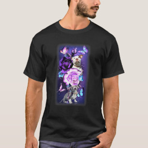 Love Magical Pitbull Purple Roses Flower Butterfly T-Shirt