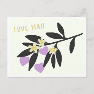 Love Mail • Valentine's Day Hearts Branch Flowers Postcard