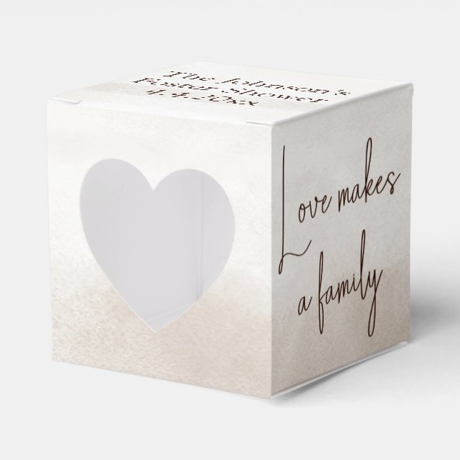 "Love Makes a Family" Boho Adoption Shower Favor Box (Front Side)