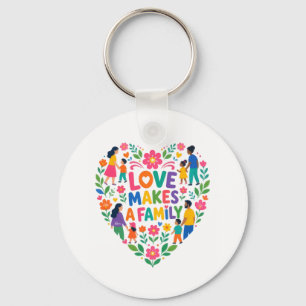 Love Makes A Family Floral Heart Shirt Keychain