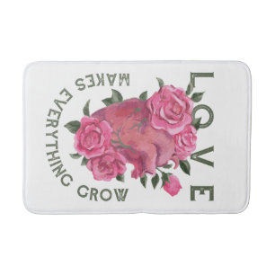 Love Makes Everything Grow – Romantic Floral Art Bath Mat